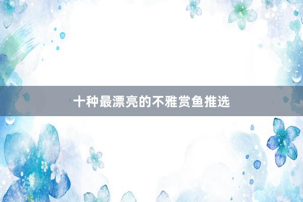 十种最漂亮的不雅赏鱼推选